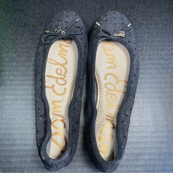 BNIB SAM EDELMAN BLACK METALLIC MULTI DOT GLITTERY FLATS SIZE 6M - Picture 5 of 9